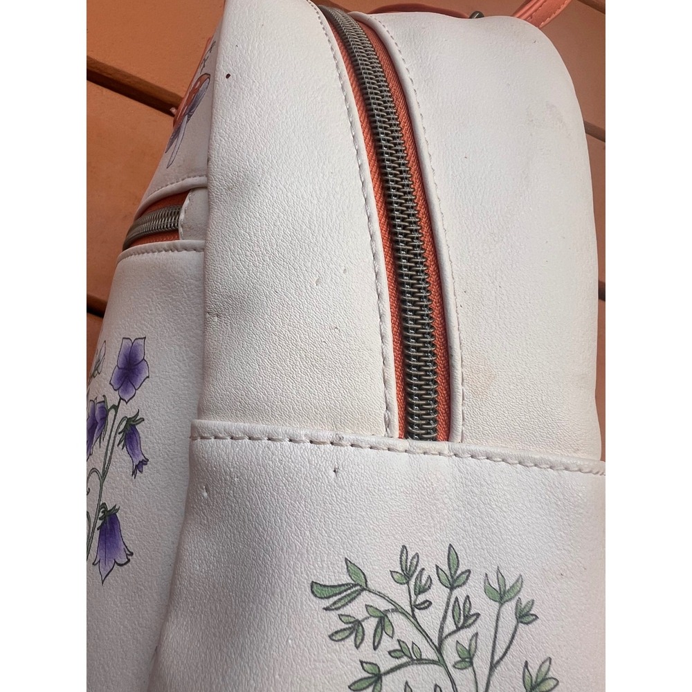 Disney Loungefly Tinker Bell Mushroom House Mini Backpack Cream Orange Fairy Bag - Picture 5 of 9